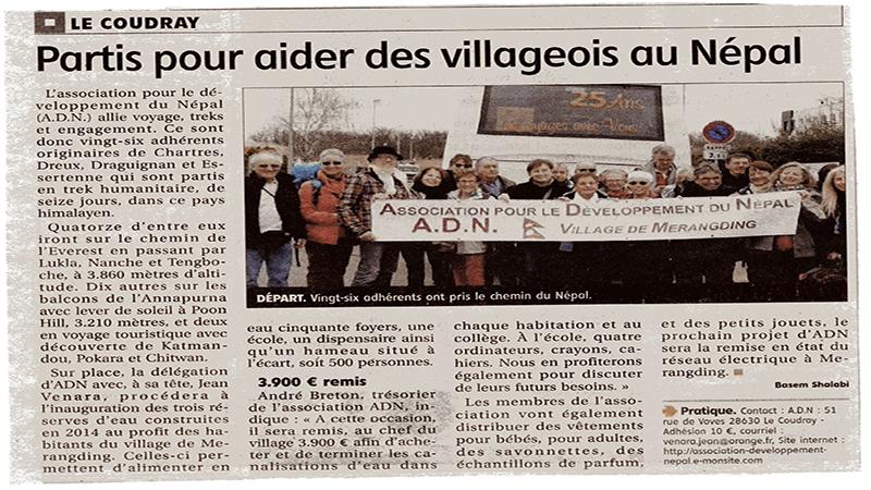 Partis pour aider des villageois au nepal article echo 20 mars 2015